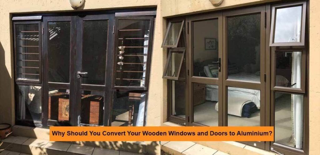 before and after wood to aluminium conversion