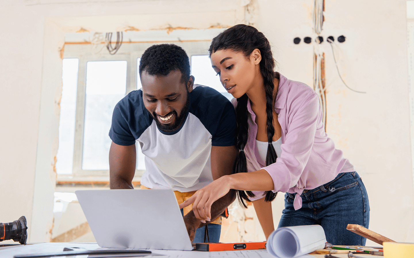 couple looking at computer