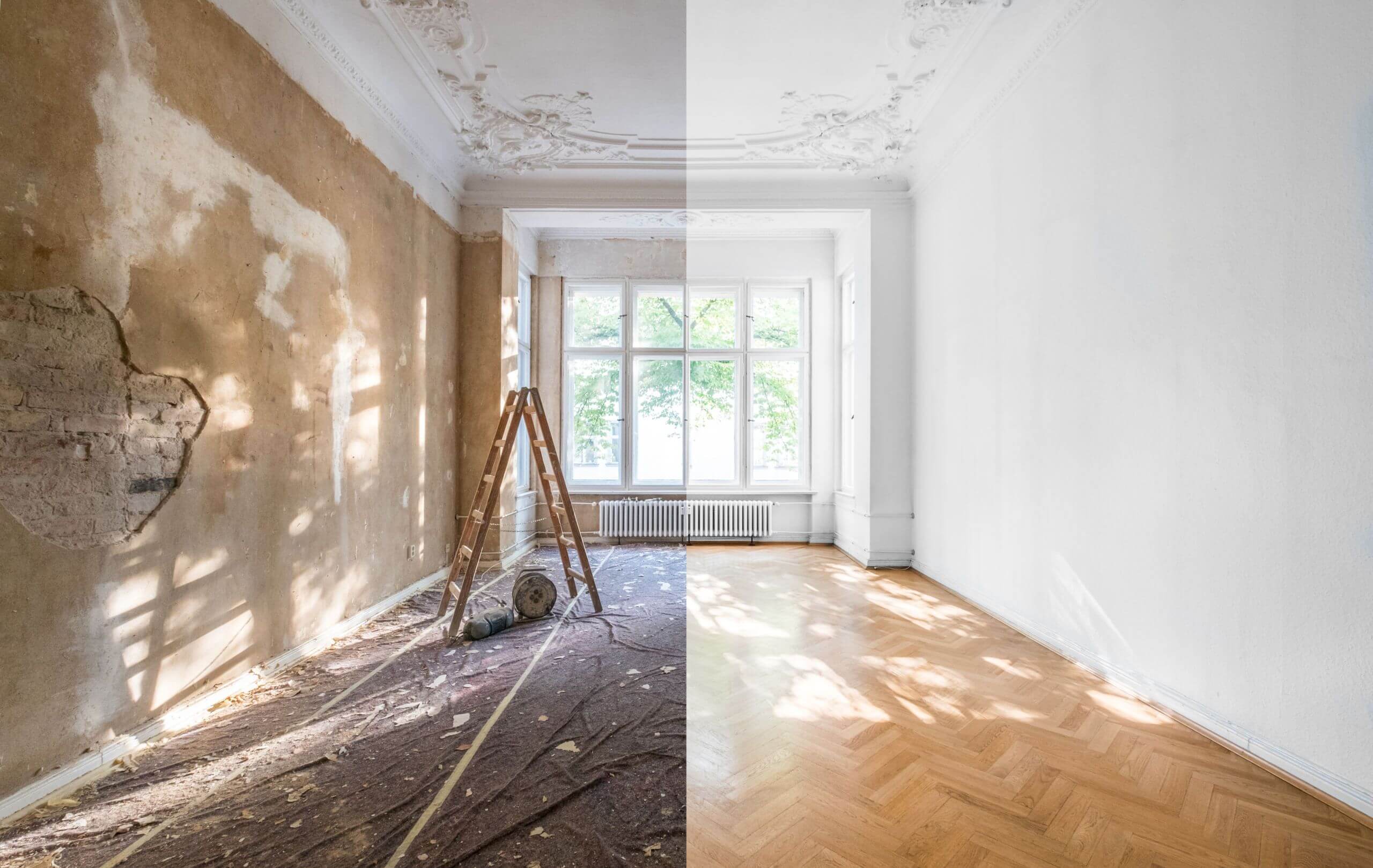 before and after wall painting comparison