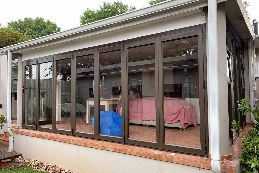 Aluminium doors on a patio